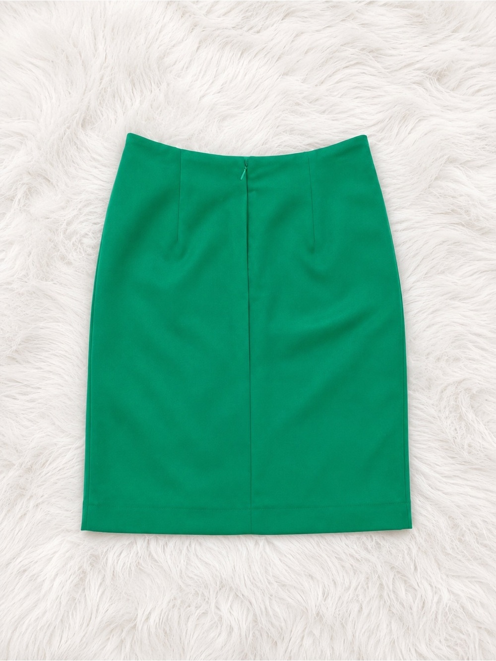 Emerald Green High Waisted Pencil Skirt Size 4 Gold Button Chic Preppy Office - Picture 3 of 3